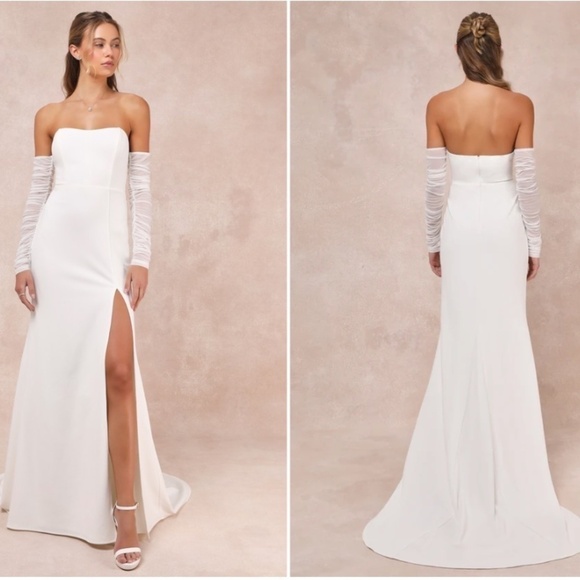 LULUS Bridal Wedding Elegant Corset Off the Shoulder Mermaid Gown NWT - Picture 4 of 5